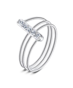 Elegant CZ Spiral Silver Ring NSR-2819